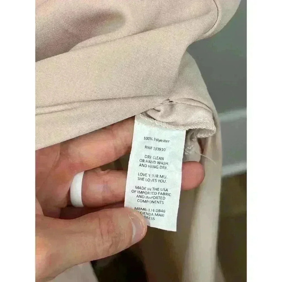 Show Me Your MuMu Hacienda Maxi Dress Off Shoulder Nude Chiffon Lined Size L - Picture 9 of 16